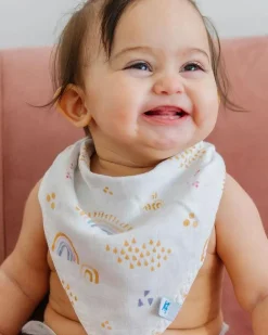 Little Unicorn Deluxe Muslin Reversible Bandana Bib Rainbow Raindrop Fashion