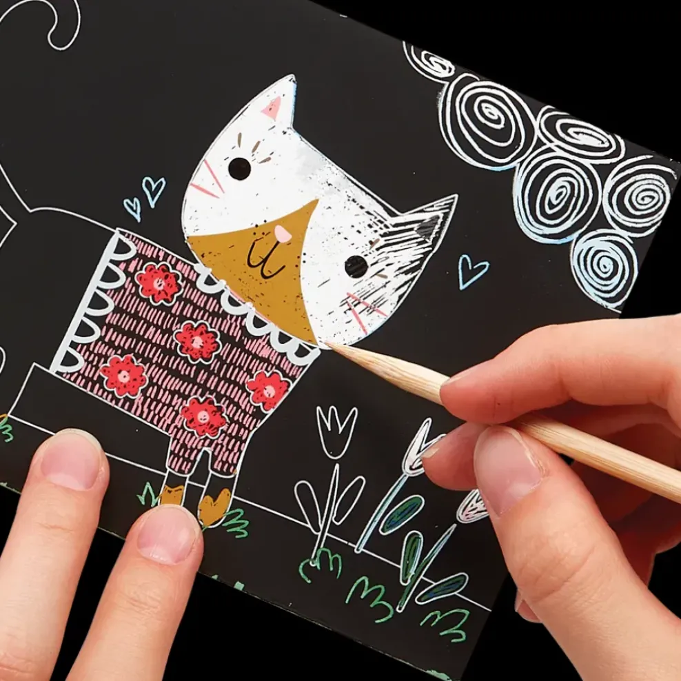 Ooly Scratch & Scribble Mini Scratch Art Kit - Cutie Cats Fashion