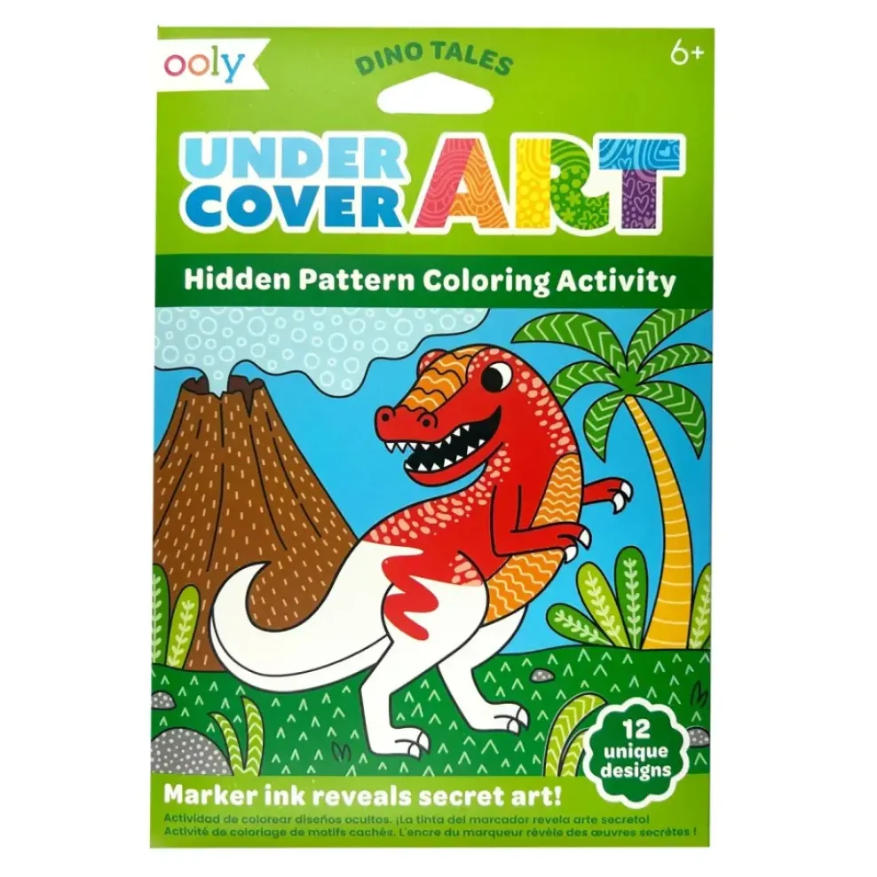Ooly Undercover Art Hidden Pattern Coloring Activity Art Cards - Dino Tales New