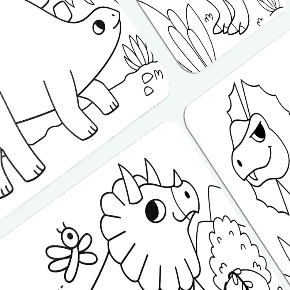Ooly Undercover Art Hidden Pattern Coloring Activity Art Cards - Dino Tales New