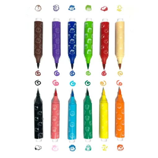 Ooly ® x Peanuts®: Double-Ended Brush & Stamp Markers (Set of 6) Fashion
