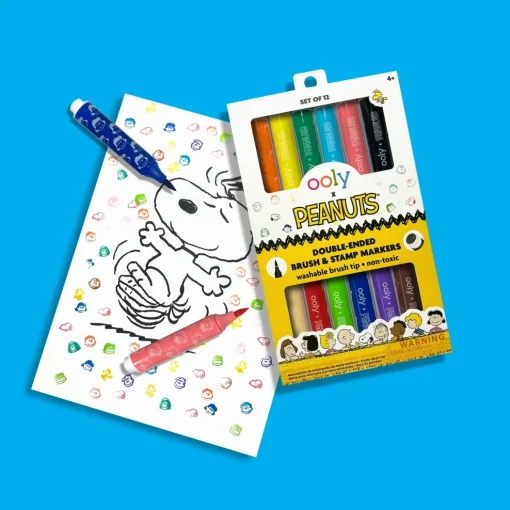 Ooly ® x Peanuts®: Double-Ended Brush & Stamp Markers (Set of 6) Fashion