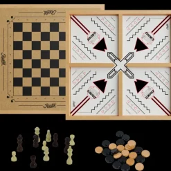 Family Games America Rustik 3-in-1 Slingpuck/Shuffleboard/Chess/Checkers 3-in-1 Hot