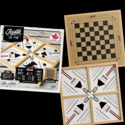 Family Games America Rustik 3-in-1 Slingpuck/Shuffleboard/Chess/Checkers 3-in-1 Hot