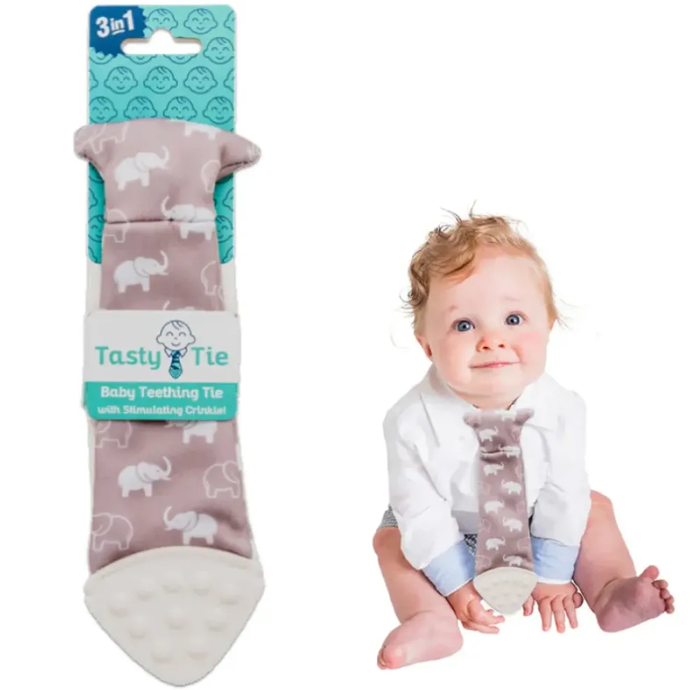 Tasty Tie ® Baby Teething Tie & Crinkle Toy! - Elephant Sale